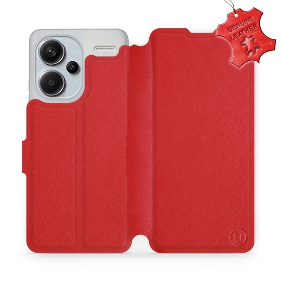 Etui ze skóry naturalnej do Xiaomi Redmi Note 13 PRO Plus - wzór Red Leather