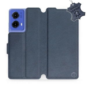 Etui ze skóry naturalnej do Motorola Moto G85 5G - wzór Blue Leather