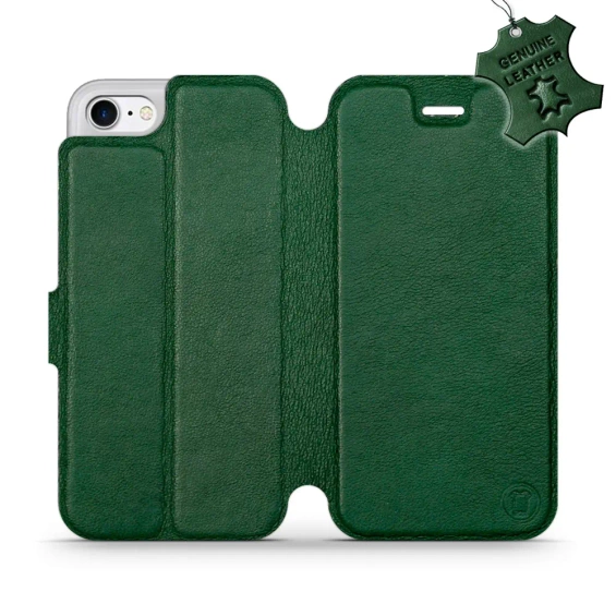 Etui ze skóry naturalnej do Apple iPhone 7 - wzór Green Leather