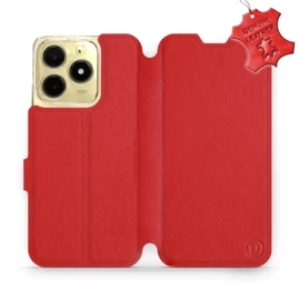 Etui ze skóry naturalnej do Realme C61 - wzór Red Leather