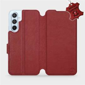 Etui ze skóry naturalnej do Samsung Galaxy A54 - wzór Dark Red Leather