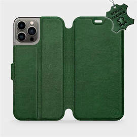 Etui ze skóry naturalnej do Apple iPhone 13 Pro - wzór Green Leather