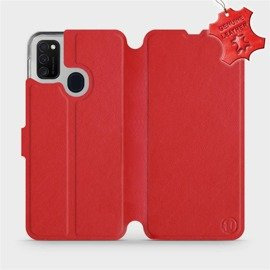 Etui ze skóry naturalnej do Samsung Galaxy M21 - wzór Red Leather