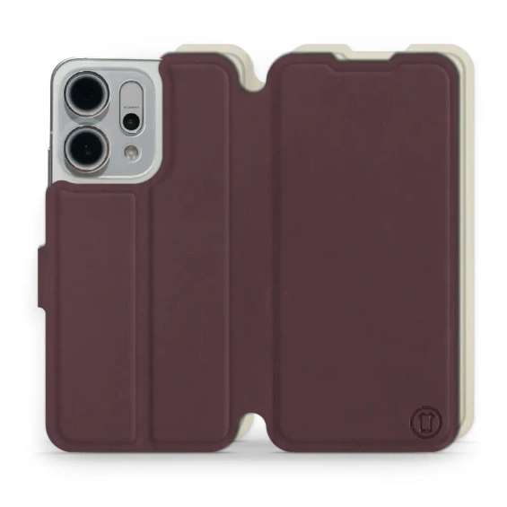 Etui Soft Touch do OPPO Reno 14 5G - wzór Matowy burgund z platyną