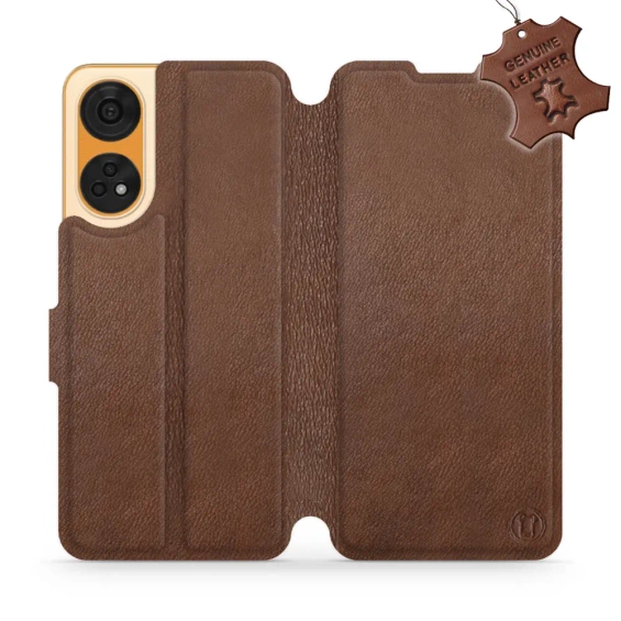 Etui ze skóry naturalnej do OPPO Reno 8T 5G - wzór Brown Leather