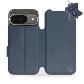 Etui ze skóry naturalnej do Google Pixel 9 - wzór Blue Leather