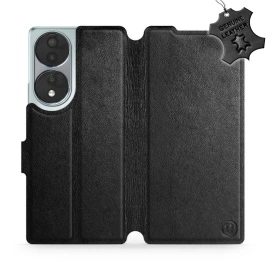 Etui ze skóry naturalnej do Huawei Honor 70 - wzór Black Leather