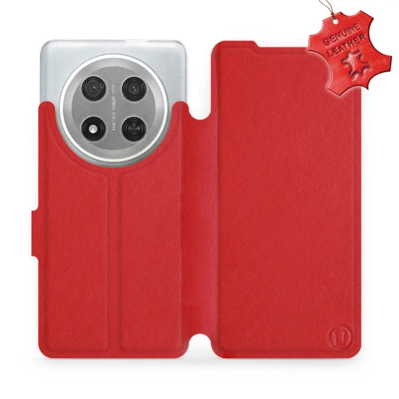 Etui ze skóry naturalnej do Huawei Honor Magic7 Lite 5G - wzór Red Leather