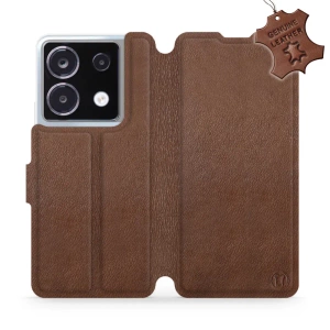 Etui ze skóry naturalnej do Xiaomi POCO X6 - wzór Brown Leather