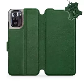 Etui ze skóry naturalnej do Xiaomi POCO M5s - wzór Green Leather