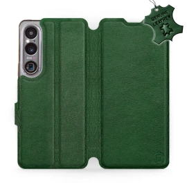 Etui ze skóry naturalnej do Sony Xperia 1 VI - wzór Green Leather