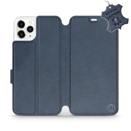 Etui ze skóry naturalnej do Apple iPhone 11 Pro Max - wzór Blue Leather