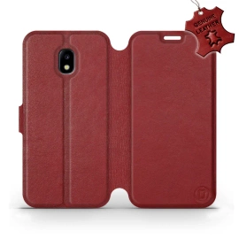 Etui ze skóry naturalnej do Samsung Galaxy J3 2017 - wzór Dark Red Leather