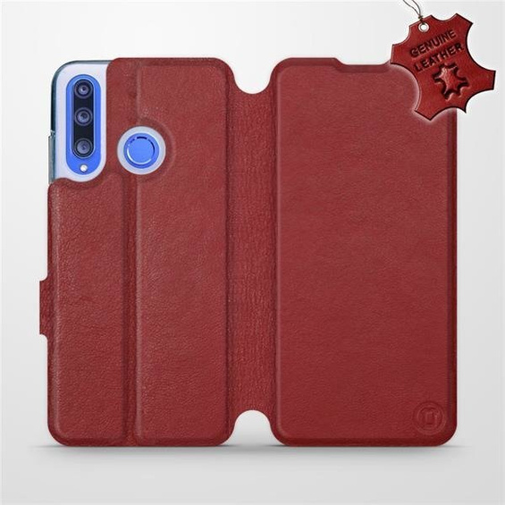 Etui ze skóry naturalnej do Huawei Honor 20 Lite - wzór Dark Red Leather