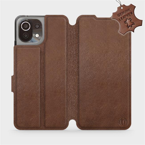 Etui ze skóry naturalnej do Xiaomi 11 Lite 5G NE - wzór Brown Leather