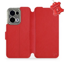 Etui ze skóry naturalnej do OPPO Reno 13 - wzór Red Leather