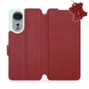 Etui ze skóry naturalnej do OPPO A58 - wzór Dark Red Leather