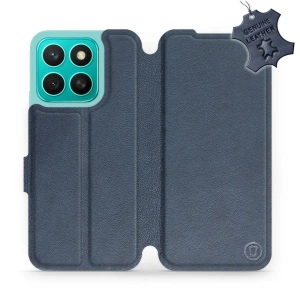 Etui ze skóry naturalnej do Huawei Honor X8c - wzór Blue Leather