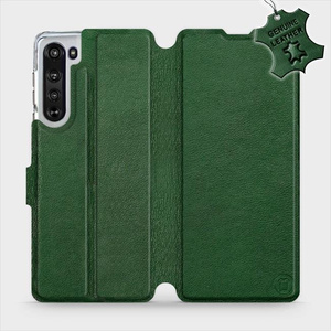Etui ze skóry naturalnej do Motorola Edge - wzór Green Leather