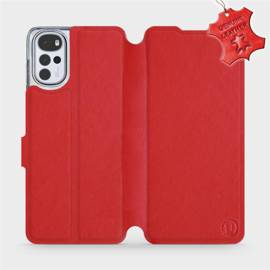 Etui ze skóry naturalnej do Motorola Moto G22 - wzór Red Leather