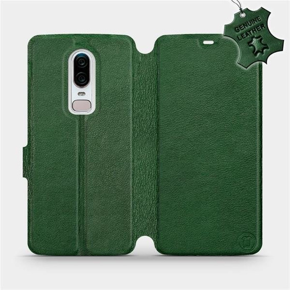 Etui ze skóry naturalnej do OnePlus 6 A6000 - wzór Green Leather