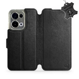 Etui ze skóry naturalnej do OPPO Reno 13 - wzór Black Leather