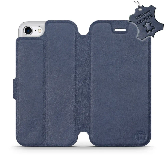 Etui ze skóry naturalnej do Apple iPhone 7 - wzór Blue Leather