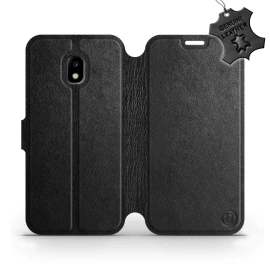 Etui ze skóry naturalnej do Samsung Galaxy J3 2017 - wzór Black Leather