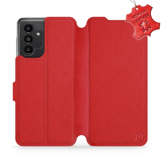 Etui ze skóry naturalnej do Samsung Galaxy A13 5G - wzór Red Leather