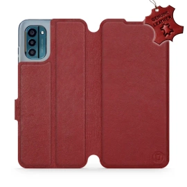 Etui ze skóry naturalnej do Nokia G21 - wzór Dark Red Leather