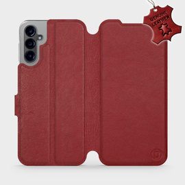 Etui ze skóry naturalnej do Samsung Galaxy A14 4G - wzór Dark Red Leather