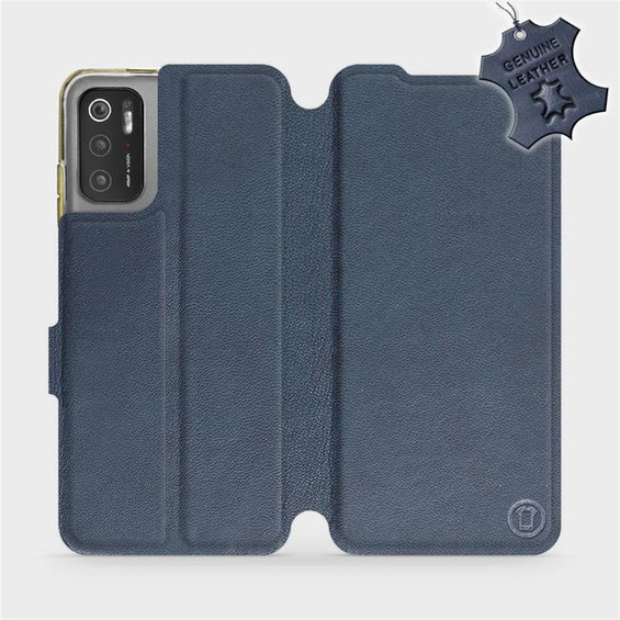 Etui ze skóry naturalnej do Xiaomi POCO M3 Pro 5G - wzór Blue Leather