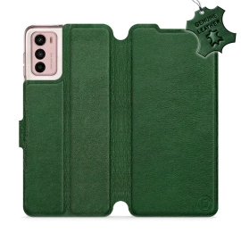 Etui ze skóry naturalnej do Motorola Moto G42 - wzór Green Leather