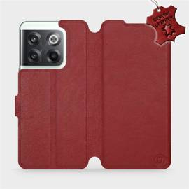 Etui ze skóry naturalnej do OnePlus 10T - wzór Dark Red Leather