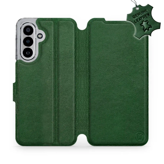 Etui ze skóry naturalnej do Samsung Galaxy A17 5G - wzór Green Leather
