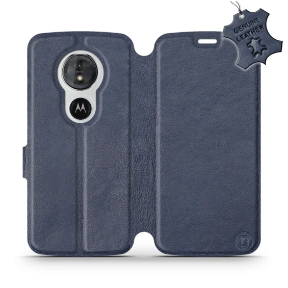 Etui ze skóry naturalnej do Motorola Moto G6 Play - wzór Blue Leather