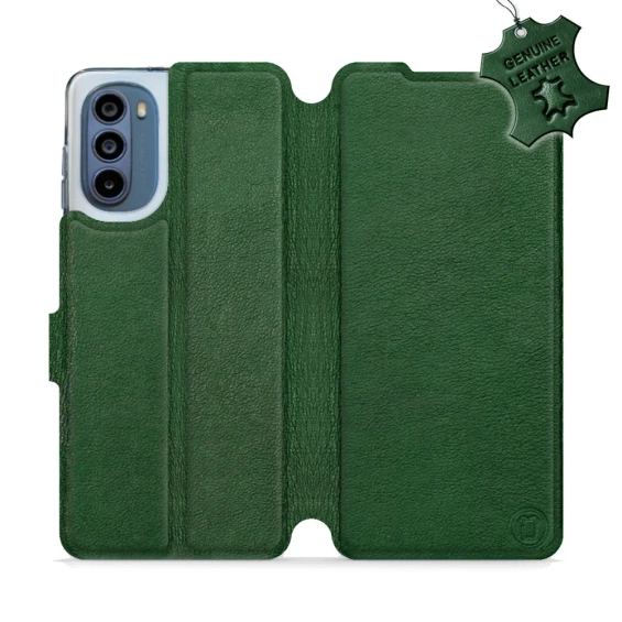 Etui ze skóry naturalnej do Motorola Moto G62 5G - wzór Green Leather