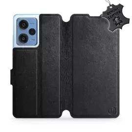 Etui ze skóry naturalnej do Xiaomi Redmi Note 12 Pro 5G - wzór Black Leather
