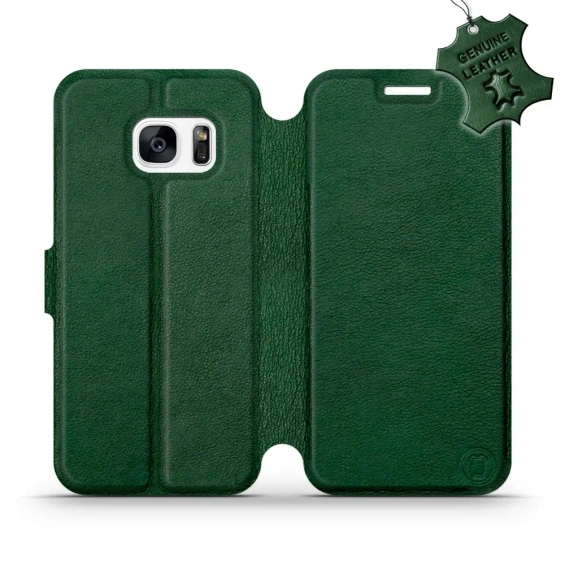 Etui ze skóry naturalnej do Samsung Galaxy S7 - wzór Green Leather
