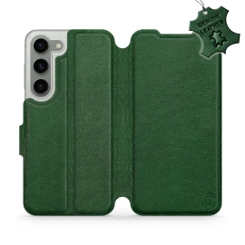 Etui ze skóry naturalnej do Samsung Galaxy S23 - wzór Green Leather