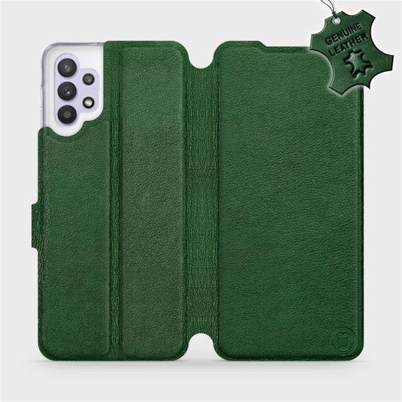 Etui ze skóry naturalnej do Samsung Galaxy A32 5G - wzór Green Leather