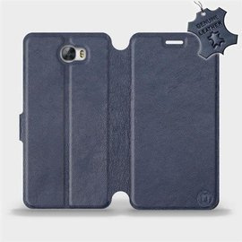 Etui ze skóry naturalnej do Huawei Y6 II Compact - wzór Blue Leather