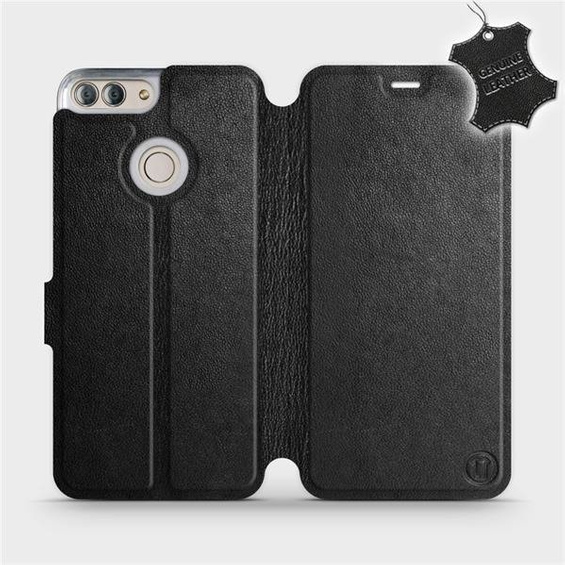 Etui ze skóry naturalnej do Huawei P Smart - wzór Black Leather