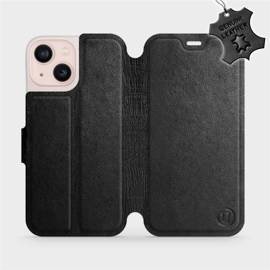 Etui ze skóry naturalnej do Apple iPhone 13 mini - wzór Black Leather