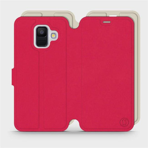 Etui Soft Touch do Samsung Galaxy A6 Plus 2018 - wzór Żywa czerwień z platyną