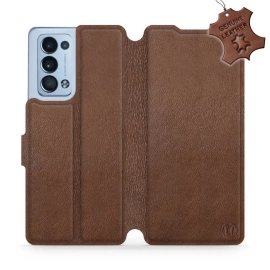 Etui ze skóry naturalnej do OPPO Reno 6 Pro 5G - wzór Brown Leather