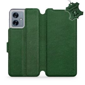 Etui ze skóry naturalnej do Motorola Moto G54 5G - wzór Green Leather