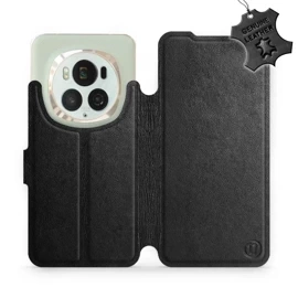 Etui ze skóry naturalnej do Huawei Honor Magic6 Pro - wzór Black Leather