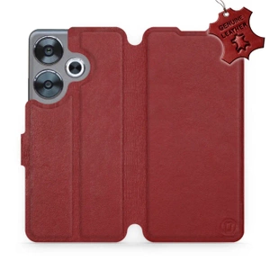 Etui ze skóry naturalnej do Xiaomi POCO F6 - wzór Dark Red Leather