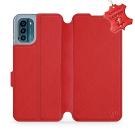 Etui ze skóry naturalnej do Nokia G21 - wzór Red Leather